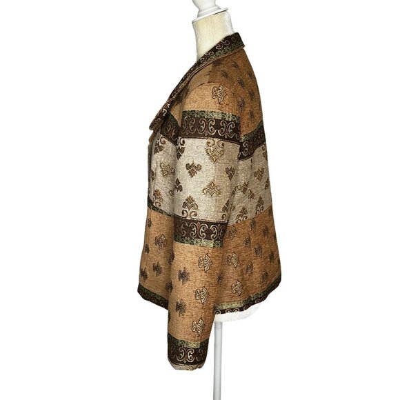 Vintage Courtenay Tapestry Blazer Fall Floral Jacquard Jacket Sz 12 - Picture 6 of 10